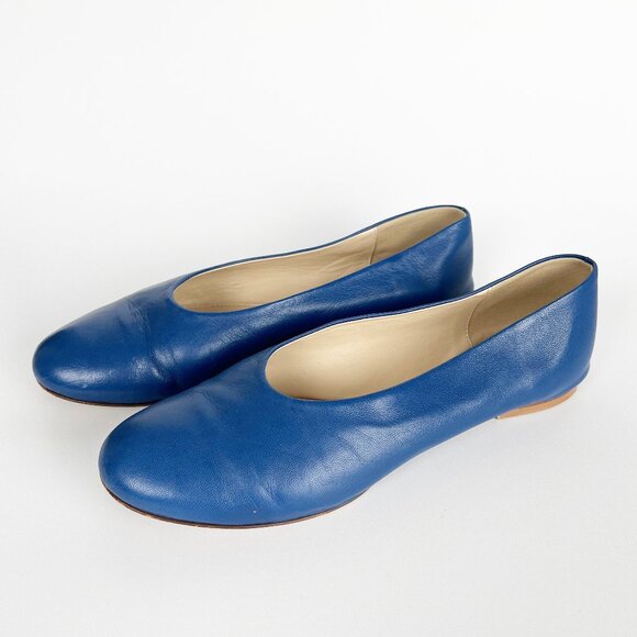 Blue Leather Women's Flats - Picture 1 of 8